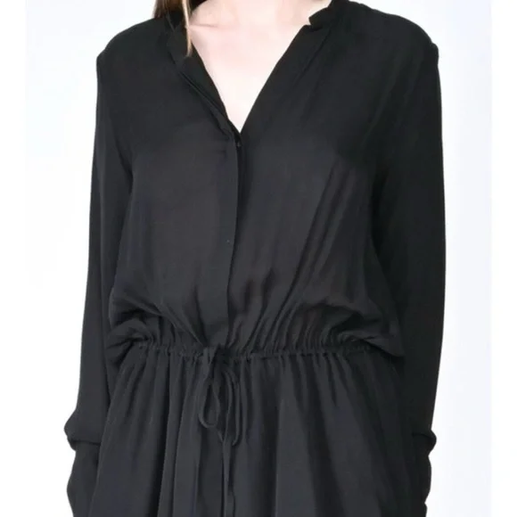 NILI LOTAN Henley Button Down Silk Dress Black Size Medium Luxury Minimalist - Picture 14 of 15